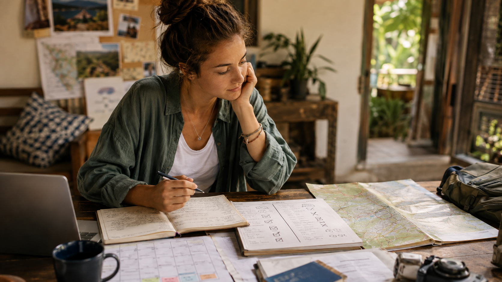 Choose by the kind of experience you need: independence and flexibility, or training, team support, and a defined project journey. Young traveller comparing two volunteering options using notes for cost, duration, support, flexibility, training, and project purpose rather than simply looking at destinations